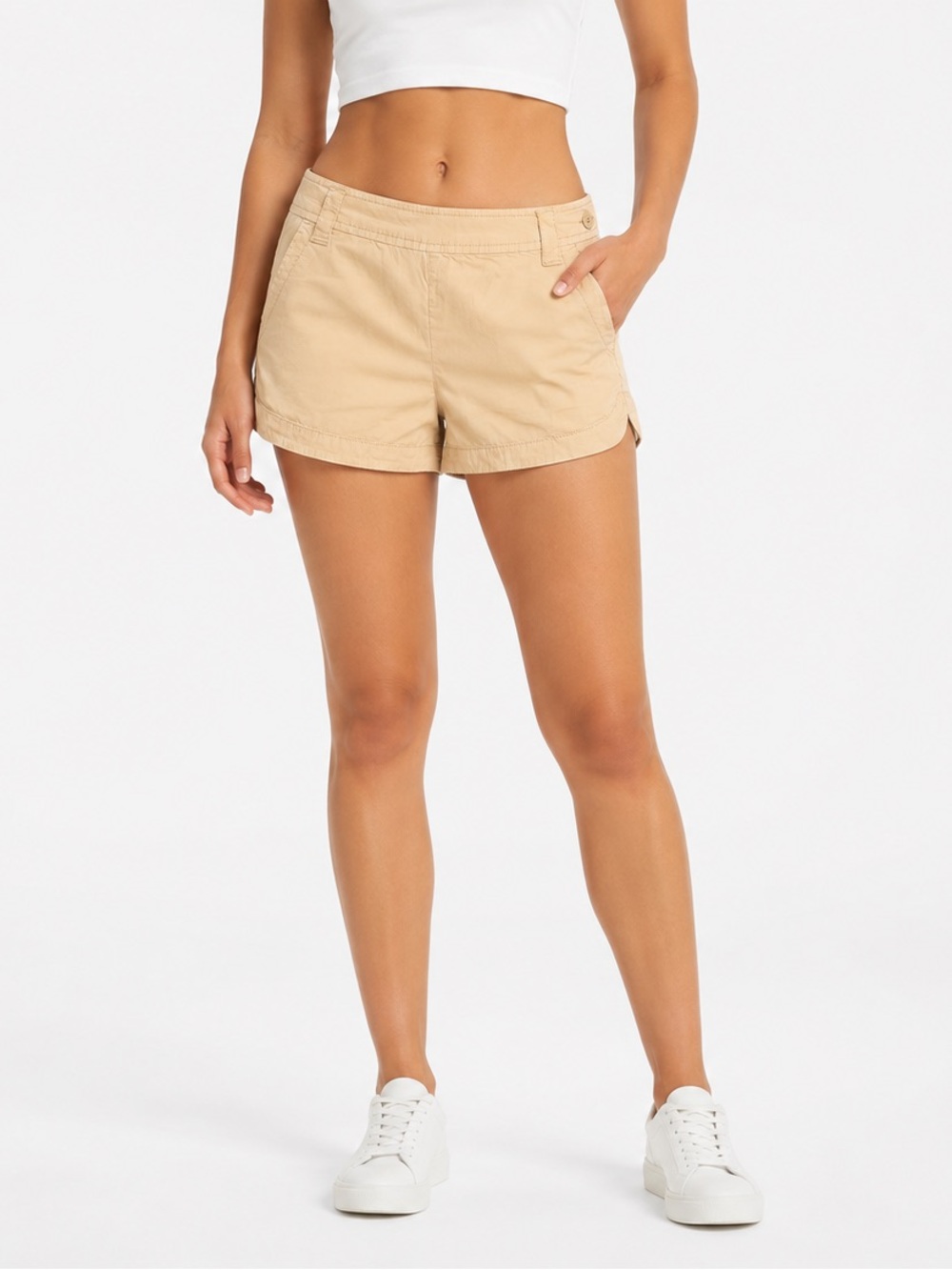 Old Navy Women’s Khaki Shorts Size 6 Mid Rise Side Zip